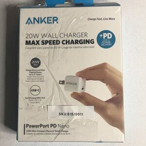 Anker PowerPort PD Nano 20W USB-C Wall Charger Max Speed Fast Charging - White